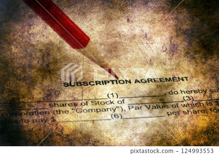 Subscription agreement grunge concept Subscription agreement grunge concept 124993553