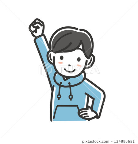 一個男孩大喊“Ei-Ei-Oh!” 一個男孩大喊“Ei-Ei-Oh!” 124993681