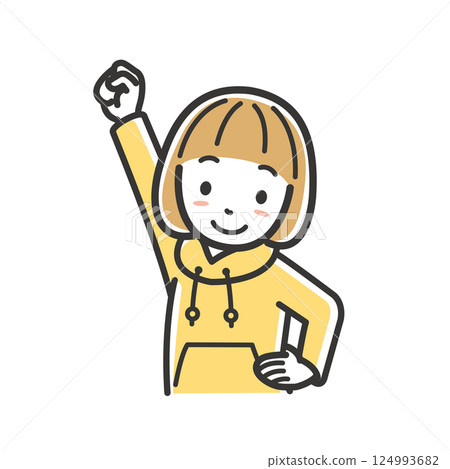 A girl shouting "Ei-Ei-Oh!" 124993682