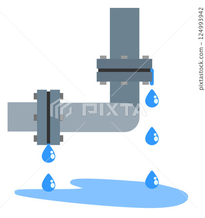 Illustration of an emergency problem of water leakage due to defective or deteriorated piping 124993942