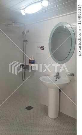 interior of a bathroom with toilet 124995314