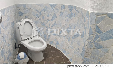interior of a bathroom with toilet 124995320