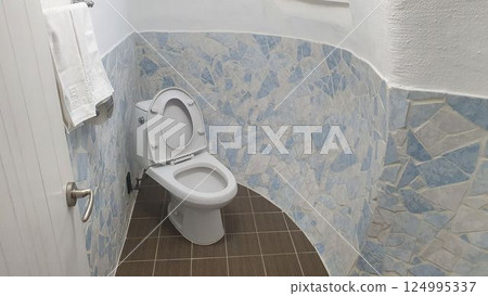 interior of a bathroom with toilet interior of a bathroom with toilet 124995337