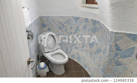 interior of a bathroom with toilet 124995338