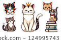 set of funny cartoon cats 124995743