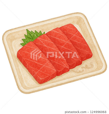 鮪魚生魚片包（水彩插圖） 124996068