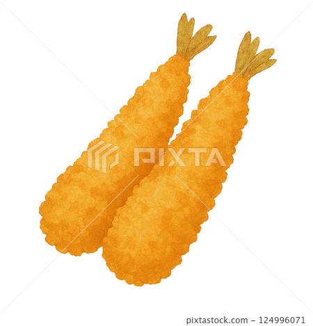 炸蝦水彩插圖（兩套） 124996071