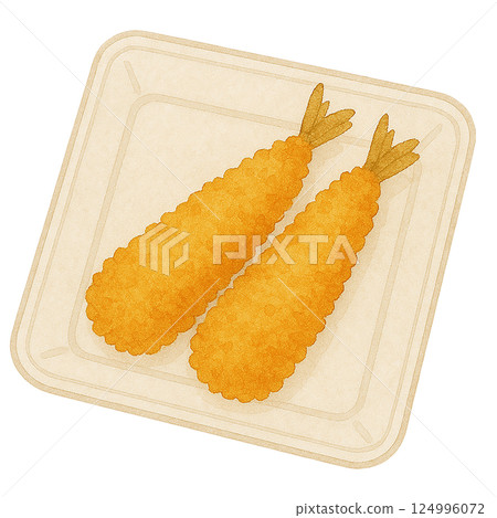 一包炸蝦的水彩插圖 124996072