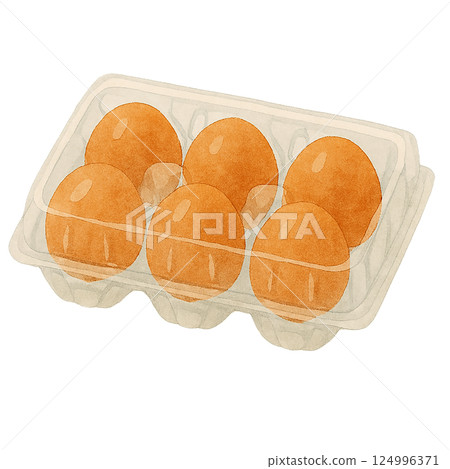 一包六顆雞蛋的水彩插圖 124996371