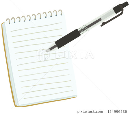 Ballpoint pen and notepad illustration vector material Ballpoint pen and notepad illustration vector material 124996386