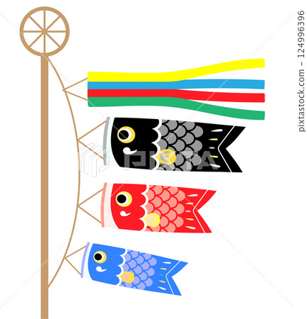 可愛的鯉魚旗插畫 124996396