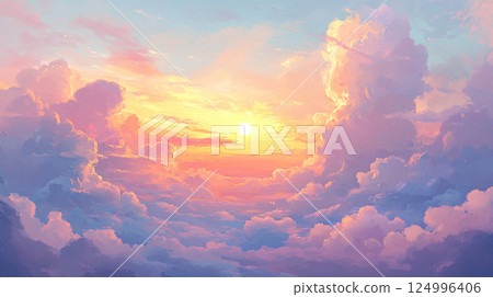 夢幻般的日落天空和雲彩 124996406