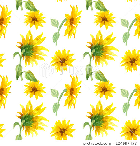 Seamless pattern with yellow flowers. Seamless pattern with yellow flowers. 124997458