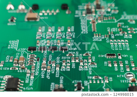 Electronic board close-up, modern electronic 124998015