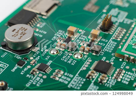 Electronic board close-up, modern electronic 124998049