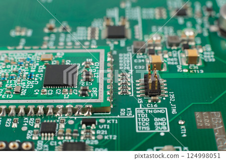 Electronic board close-up, modern electronic 124998051