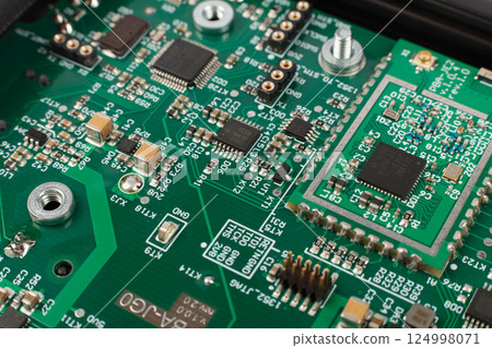 Electronic board close-up, modern electronic Electronic board close-up, modern electronic 124998071