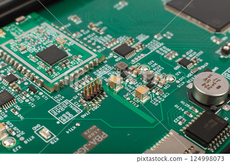 Electronic board close-up, modern electronic Electronic board close-up, modern electronic 124998073