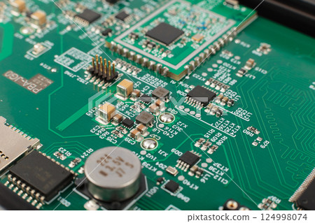 Electronic board close-up, modern electronic Electronic board close-up, modern electronic 124998074