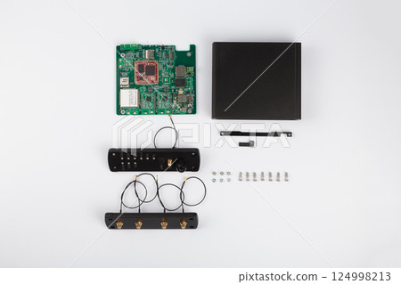 Modern electronic circuits on a white background Modern electronic circuits on a white background 124998213