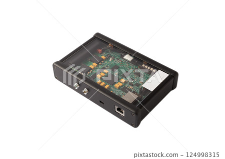 Modern electronic device on white background Modern electronic device on white background 124998315