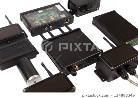 Modern electronic circuits on a white background 124998349