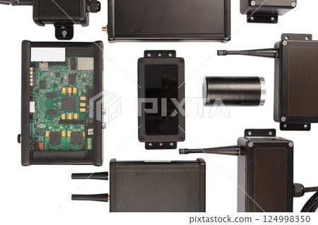 Modern electronic circuits on a white background 124998350