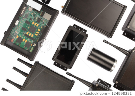 Modern electronic circuits on a white background Modern electronic circuits on a white background 124998351