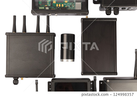 Modern electronic circuits on a white background 124998357