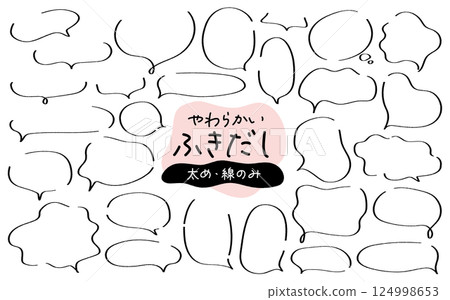 Soft shape speech bubble set, thick, lines only 124998653