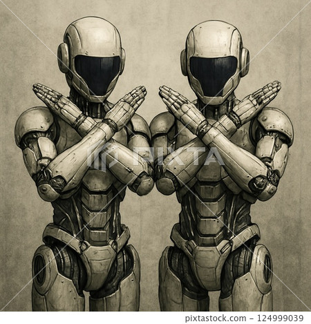 Robots making refusal poses Robots making refusal poses 124999039