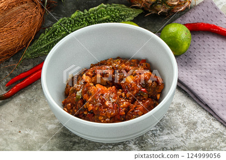 Asian cuisine - Chicken Manchurian with gravy 124999056