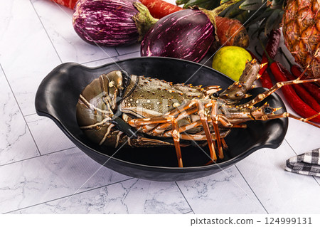 Raw wild fresh spiny lobster Raw wild fresh spiny lobster 124999131