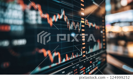 Digital Screen With Stock Market Data 124999252