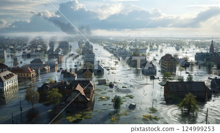 A Coastal Community Devastated By A Massive Tsunami 124999253