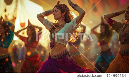 Artistic Depiction Of Holi Celebration 124999384