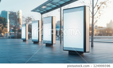 Billboard Kiosk Construction in the city. An Advertising Mockup 124999396