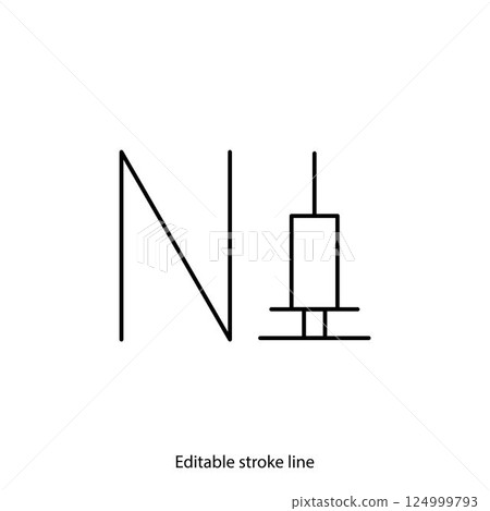 No syringe, hormones, antibiotic, drugs icon. No injection symbol. Vector stock illustration isolated on white background for design template medical, pharmacy, hospital. Editable stroke line No syringe, hormones, antibiotic, drugs icon. No injection symbol. Vector stock illustration isolated on white background for design template medical, pharmacy, hospital. Editable stroke line 124999793