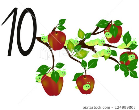 Collection number for kids- animals - the number ten, caterpillars. 124999805