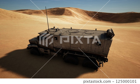 Armoured military truck in desert Armoured military truck in desert 125000101