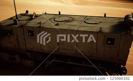 Armoured military truck in desert Armoured military truck in desert 125000102