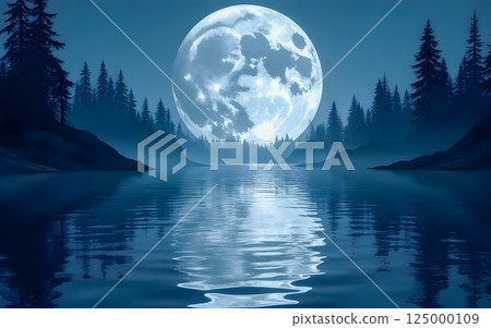 full moon over the sea 125000109