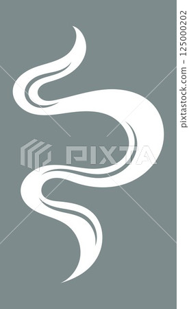 Abstract white smoke swirl resembling tea steam or perfume aroma on gray background. Elegant vapor shape for spa, fragrance, or tea-related design. Minimal artistic decoration element. Abstract white smoke swirl resembling tea steam or perfume aroma on gray background. Elegant vapor shape for spa, fragrance, or tea-related design. Minimal artistic decoration element. 125000202