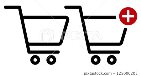Shopping Cart Icon Set. E-commerce Symbols for Add, Checkout, Remove, Buy, Speed, Arrow, and Basket. Minimal Line Icons Collection for Web, Mobile UI, and Online Store Interfaces. 125000205