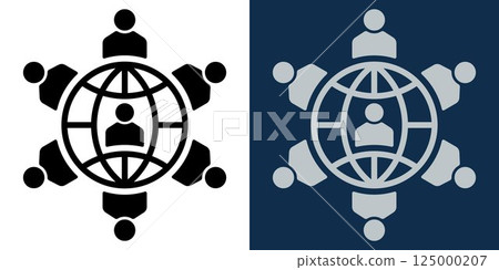 Connected World Community Icon. Global Network Community Icon. Teamwork, Collaboration and Connection Symbol. Worldwide Communication, Social Network and Internet People Concept in Minimal Style Connected World Community Icon. Global Network Community Icon. Teamwork, Collaboration and Connection Symbol. Worldwide Communication, Social Network and Internet People Concept in Minimal Style 125000207