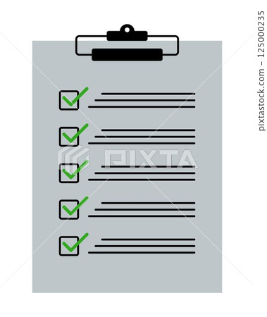Minimalist checklist icon on clipboard with green ticks. Task completion, planning, productivity, organization, and to-do list concept for business, office, or education visuals. Minimalist checklist icon on clipboard with green ticks. Task completion, planning, productivity, organization, and to-do list concept for business, office, or education visuals. 125000235