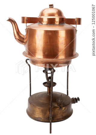Brass primus stove with brass teapot. Brass primus stove with brass teapot. 125001067
