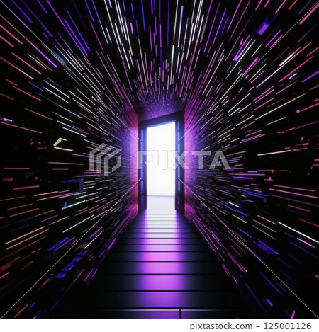 Doors to the unknown. Before the open doors to the unknown. AI generated. 125001126