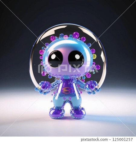 Decorative cute character. Cartoon character made of multi-colored glass. 125001257