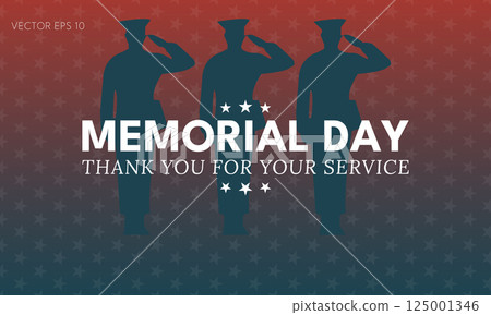 Thank You for Your Service with Saluting Soldiers on Starry Patriotic Background 125001346